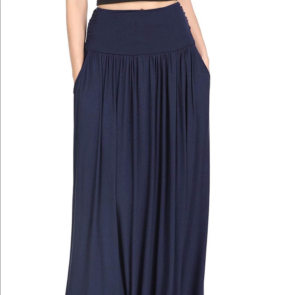 High waisted shirring maxi skirt